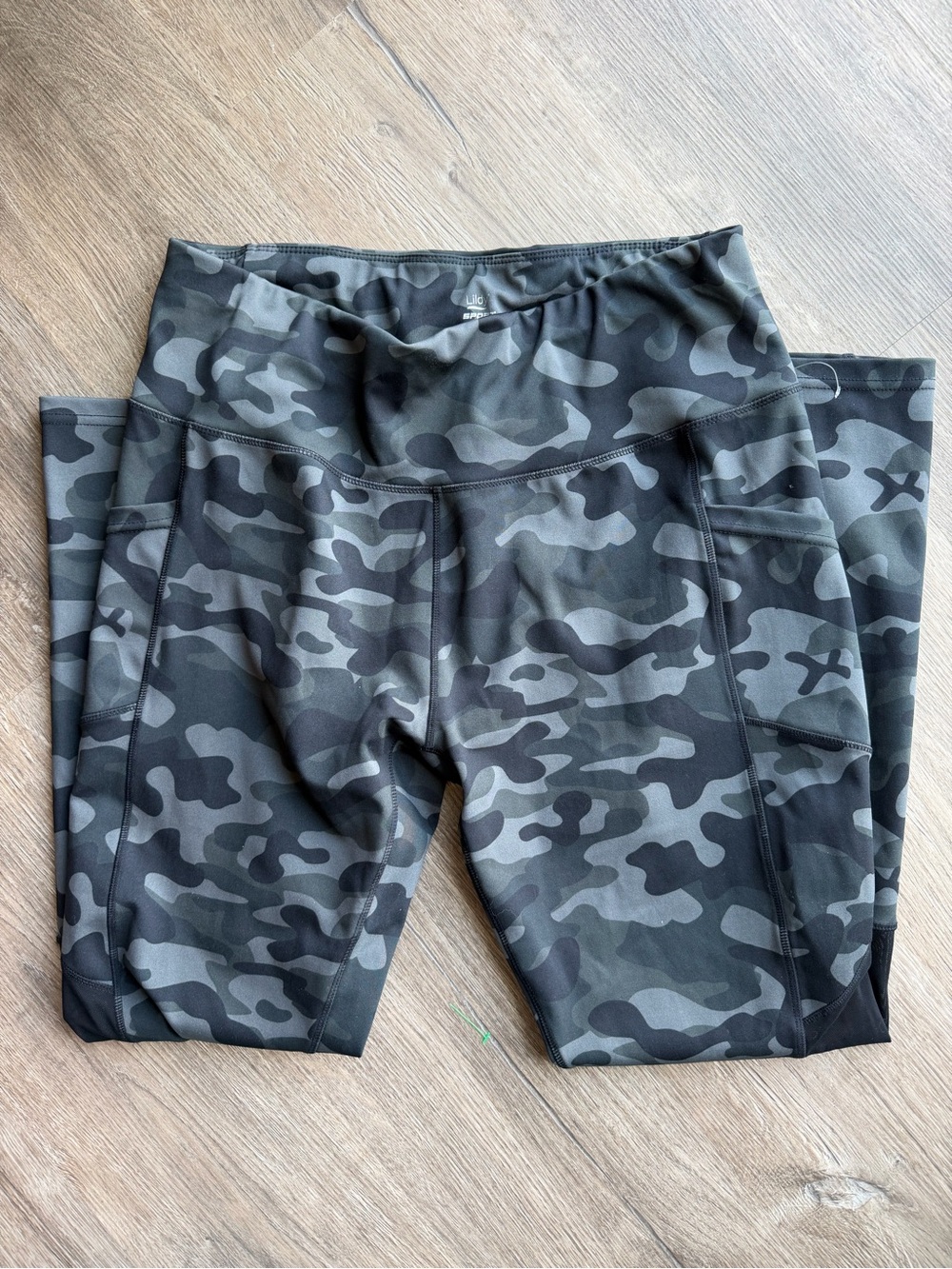 Lildy Gray Camo Active Leggings with Side Pockets